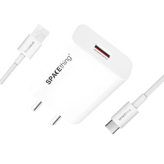 SPACEthing Flash 44W Wall Charger with USB to Type-C Cable – White