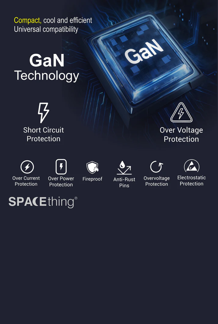 SPACEthing 20W GaN World Travel Charger with Universal Adapter