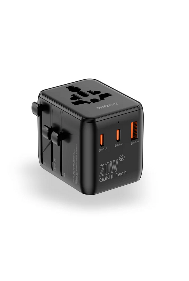 SPACEthing 20W GaN World Travel Charger with Universal Adapter