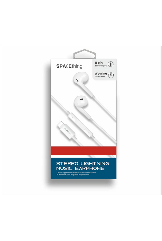 SPACEthing Stereo Lightning Wired Music Earphones - White