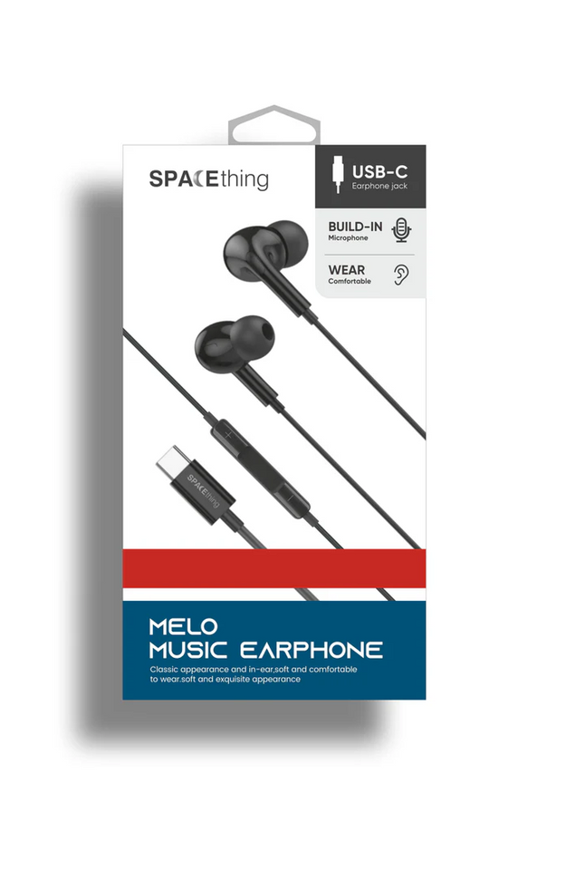 SPACEthing Melo Type-C Music Earphones – Black