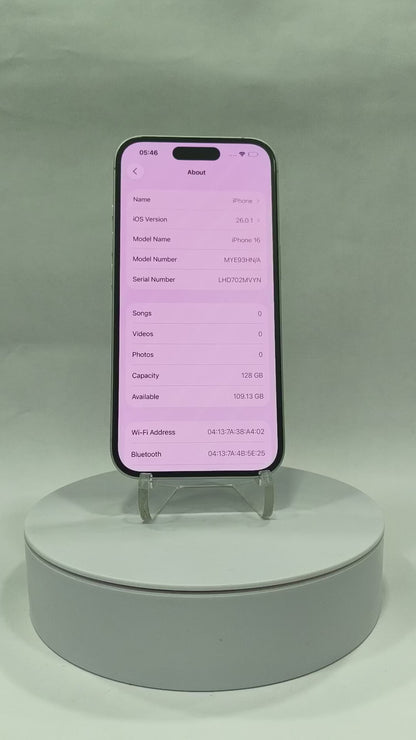 iPhone 16 - 128GB - White - Pre-owned