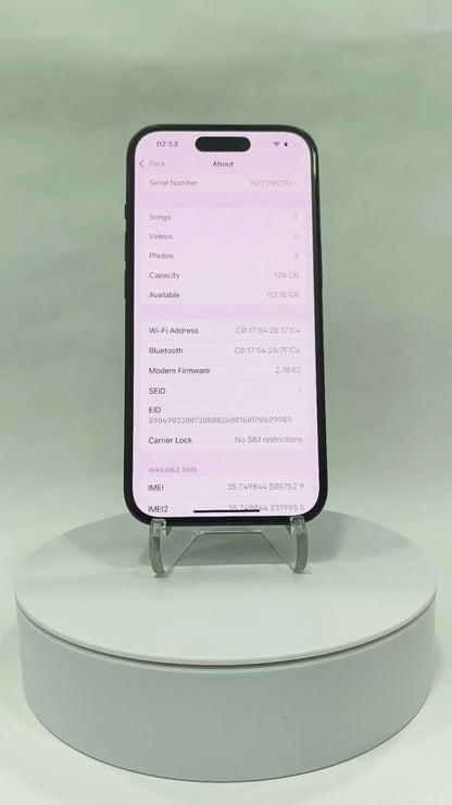 iPhone 15 - 128GB - Black - Pre-owned