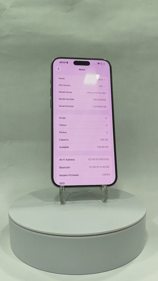 iPhone 15 Pro Max - 256GB - Natural Titanium - Pre-Owned