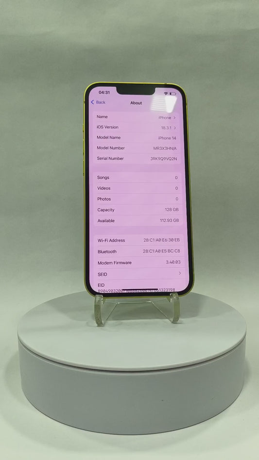 iPhone 14 - 128GB - Yellow - Pre-owned