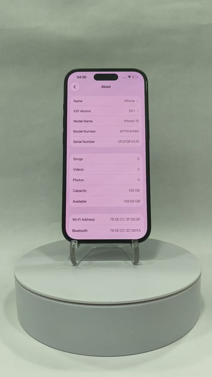 iPhone 15 - 128GB - Black - Pre-owned