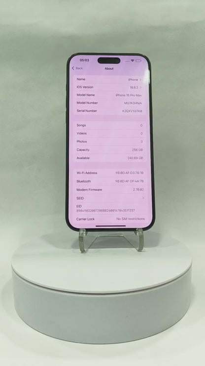 iPhone 15 Pro Max - 256GB - Blue Titanium - Pre-Owned