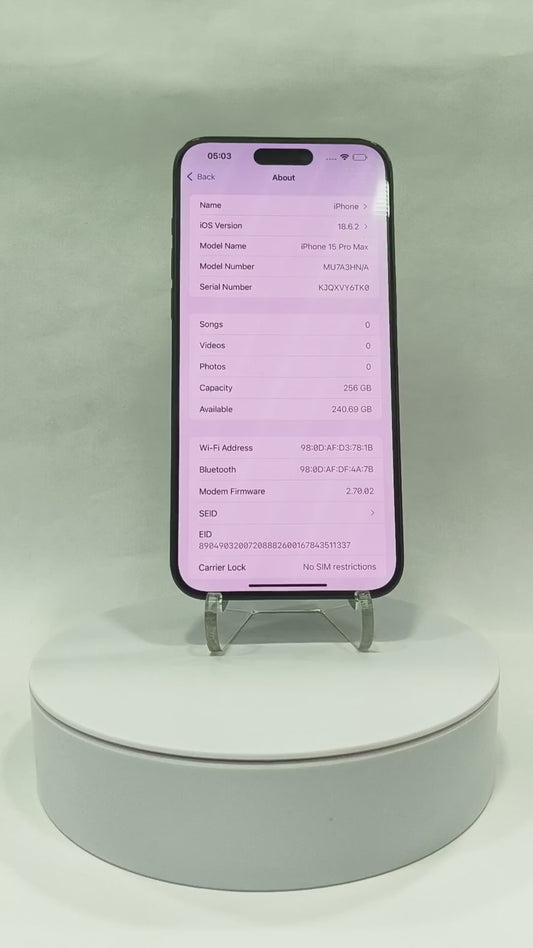 iPhone 15 Pro Max - 256GB - Blue Titanium - Pre-Owned