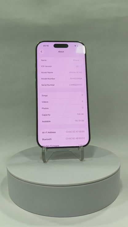 iPhone 16 Pro - 128GB - Natural Titanium - Pre-owned