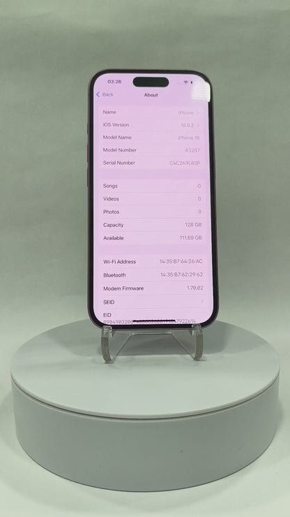 iPhone 16 - 128GB - Pink - Pre-owned