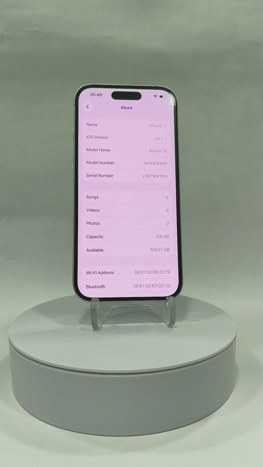 iPhone 16 - 128GB - White - Pre-owned