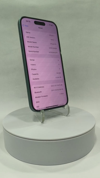 iPhone 16 - 128GB - Teal - Pre-owned